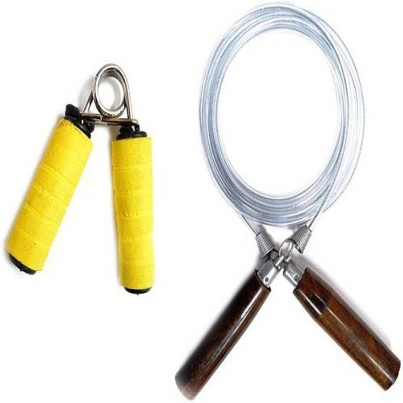 fabbud Hand grip with Wooden Handle skipping rope Hand Grip/Fitness Grip (Multicolor) Home Gym Kit