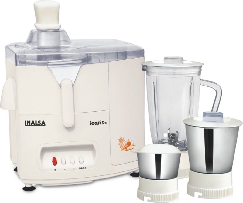 Inalsa Juicer Mixer Grinder Icon Dx 550 W Juicer Mixer Grinder(Opal White, 3 Jars)