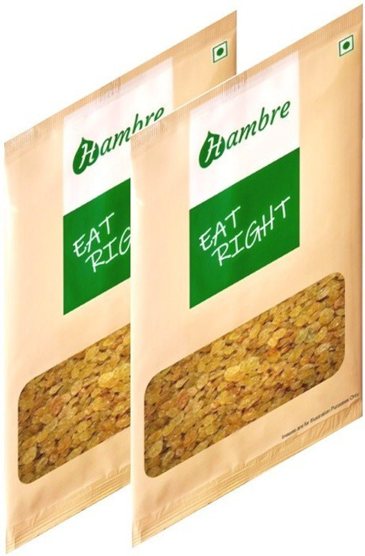 Hambre Raisin Golden, Kishmish, pack of 2, 500g each Raisins(2 x 0.5 kg)