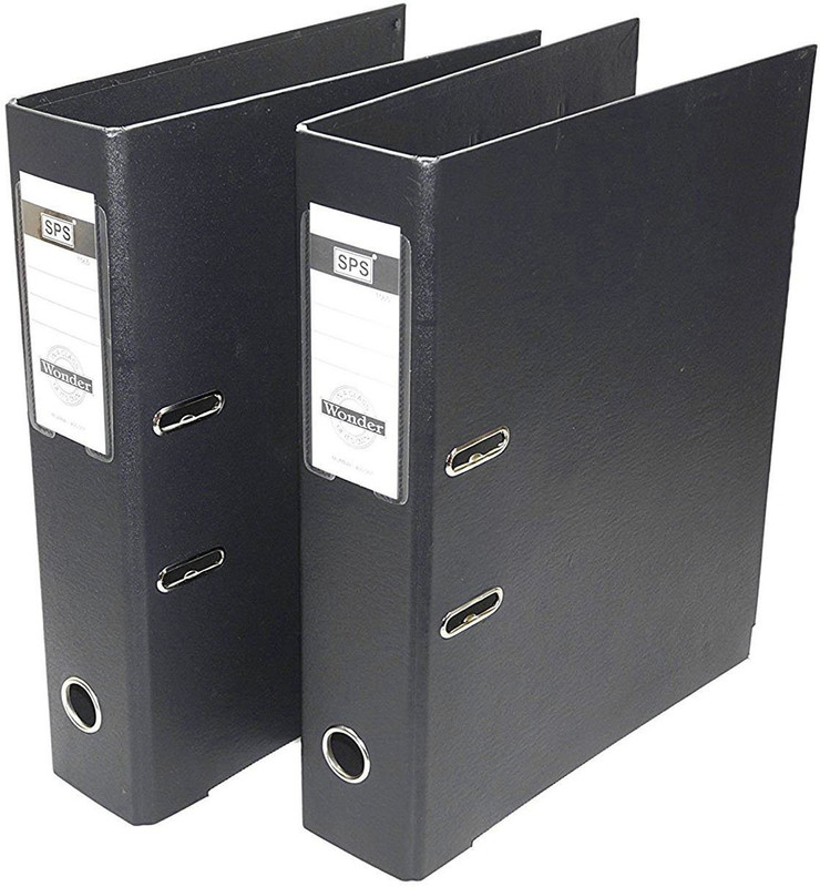 helloperfect PVC BOX FILE(Set Of 2, Black)