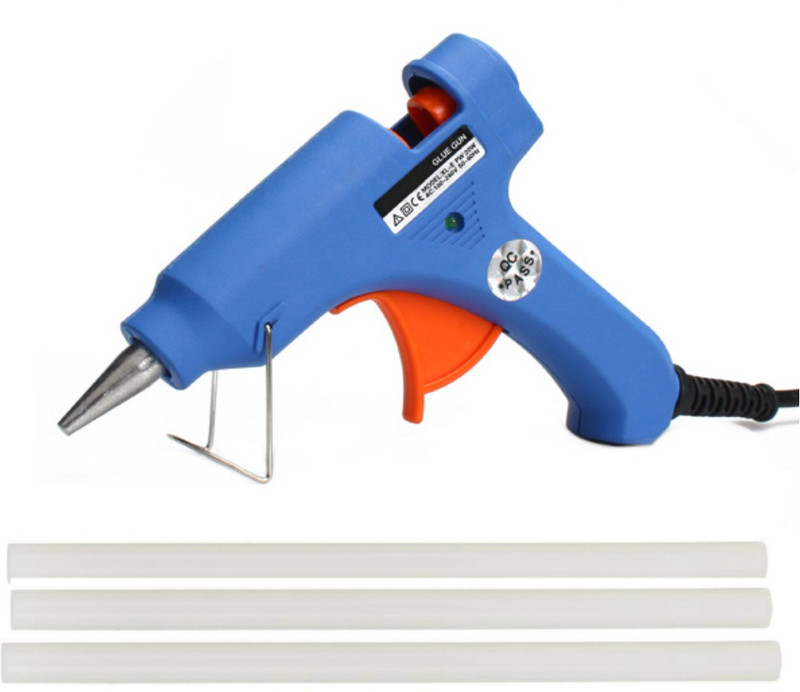 bandook mini Hot Melt Glue Gun- 20W with On/Off Switch, LED Indicator and 3 Adhesive Milky Glue Sticks for Art & Craft and General Repairs Standard Temperature Corded Glue Gun(7 mm)