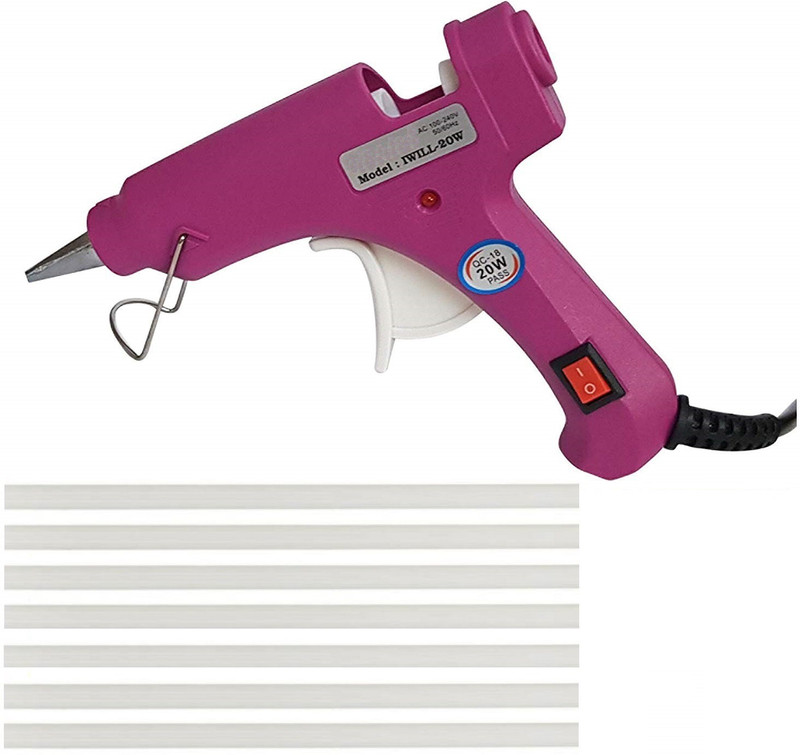 bandook 20W With 07 Glue Sticks Hot Melt Glue Gun Purple Color With Power Indicator For Art and Crafts , Diy , Kirigami , Paper , PCB , Plush Toys , Crafts , Wood , Box Standard Temperature Corded Glue Gun (07 mm) Standard Temperature Corded Glue Gun(7 mm)