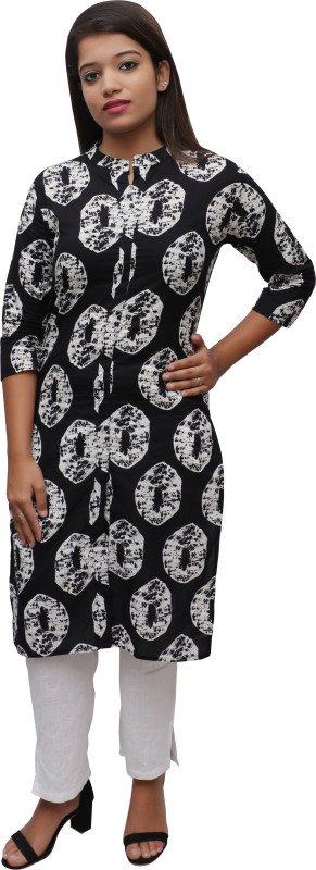tamanna india Casual Printed Women Kurti(White, Black)