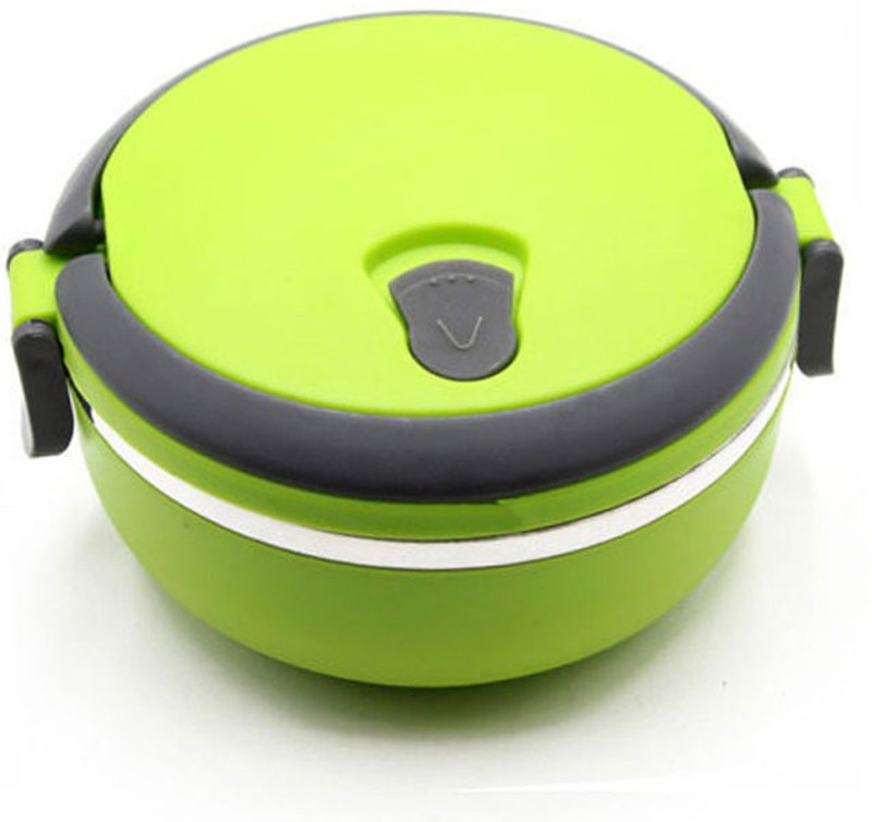 megaslim Stainless Steel 1 Layer Round Vacuum Insulated Leak Proof Lunch Box with Lid and Handle for Office School College Picnic Travel 1 Containers Lunch Box(700 ml)