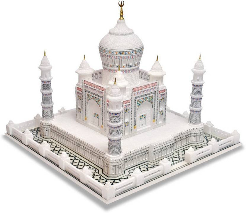nilvarnadekor Valentine's Day Gift TAJ - The symbol of love .Artist Haat Indian White Marble Handmade Agra Tajmahal Replica Reconstructed Model/Symbol Of Love/Valentine's Gift/taj mahal gift Decorative Showpiece - 16 cm (Stoneware, White) Decorative Showpiece  -  19 cm(Marble)