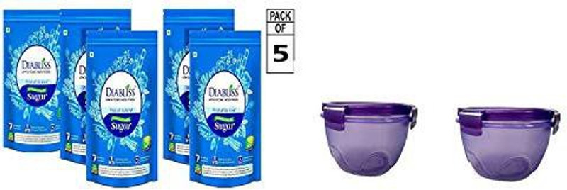 DiaBliss Herbal Sugar Free - Low Glycaemic Index (GI) Pack of 5 With Complimentary 2 Air Lock Box Container Sugar(500, Pack of 5) DiaBliss Herbal Sugar Free - Low Glycaemic Index (GI) Pack of 5 With Complimentary 2 Air Lock Box Container Sugar(500, Pack of 5)