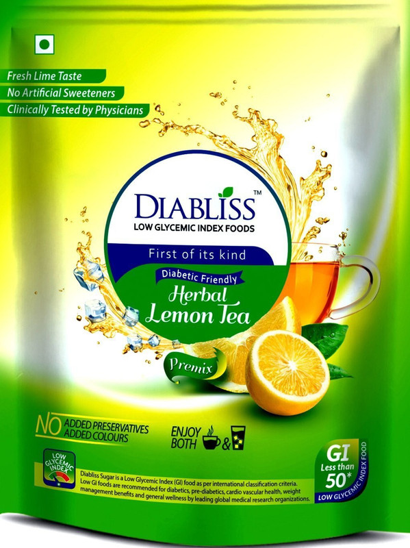 DiaBliss Lemon Tea Powder made with Low GI Sugar - 500 Grams Sachet Box - Combo Pack of 3 With Complimentary Air Lock Box Container Lemon Tea Pouch(500)