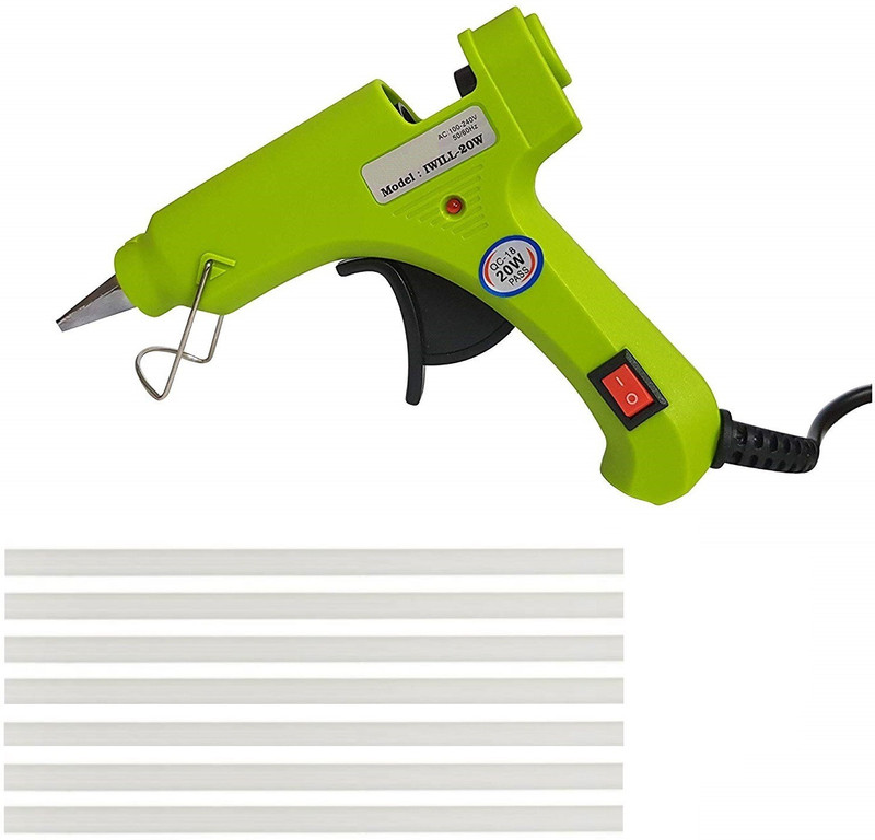 bandook 20W With 07 Glue Sticks Hot Melt Glue Gun Light Green Color With Power Indicator For Art and Crafts , Diy , Kirigami , Paper , PCB , Plush Toys , Crafts , Wood , Box Standard Temperature Corded Glue Gun (07 mm) Standard Temperature Corded Glue Gun(7 mm)