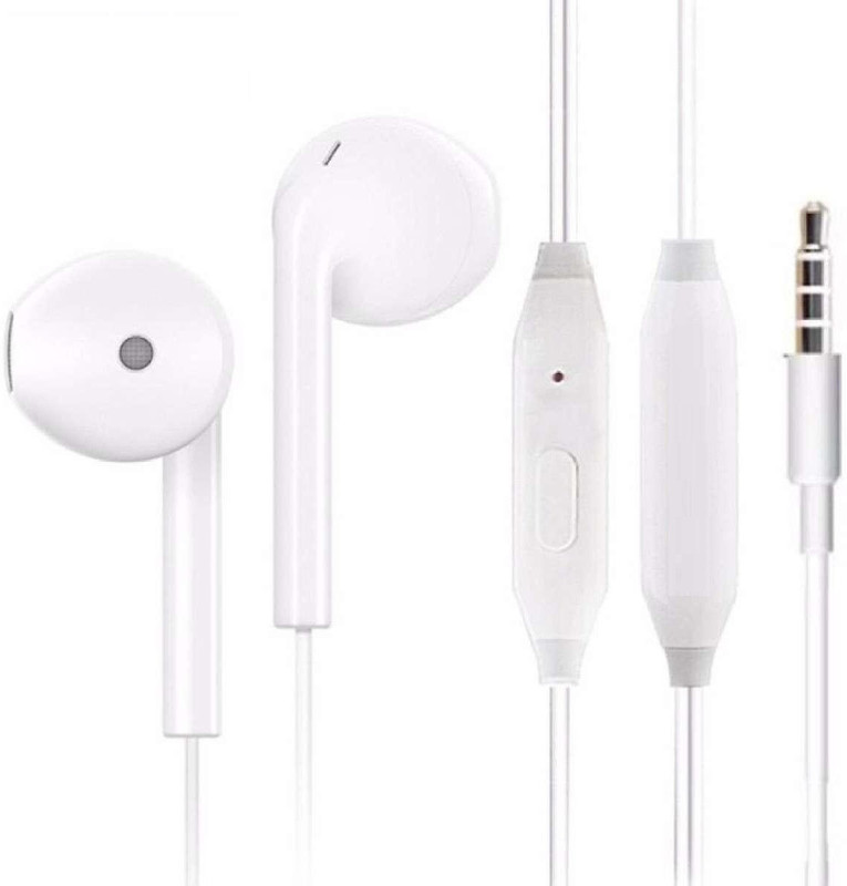 shopviashipping high quality 3.5mm earphones for android and ios mobiles Wired Headset with Mic(White, In the Ear)