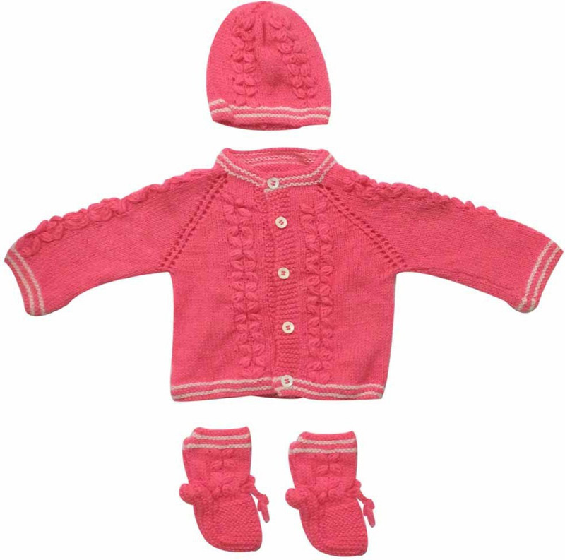 cute collection Baby Boys & Baby Girls Casual Sweater Bootie, Cap(Pink)