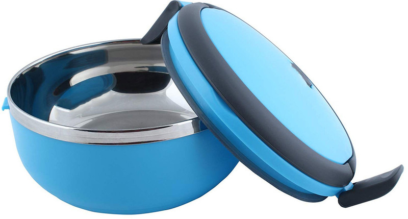 megaslim Stainless Steel 1 Layer Round Vacuum Insulated Leak Proof Hot Meal Lunch Box with Lid and Handle Easy to carry for Office School College Picnic Travel 1 Containers Lunch Box(700 ml)