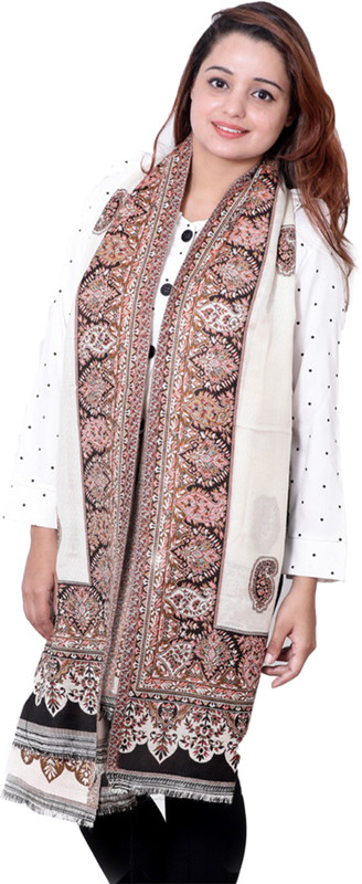 hemkunt fabrics Acrylic, Viscose Woven Women, Women's Shawl(White)