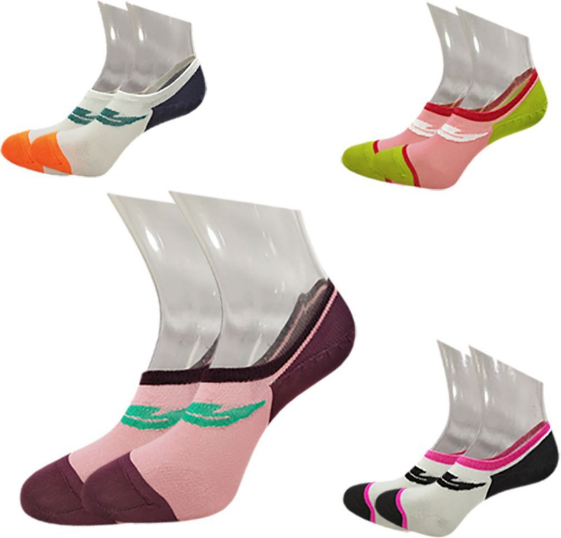 femiss socks combo of Secret(1) + loafer(3) (orange,parrot,pitch,white&black) Men & Women Graphic Print Low Cut(Pack of 4)