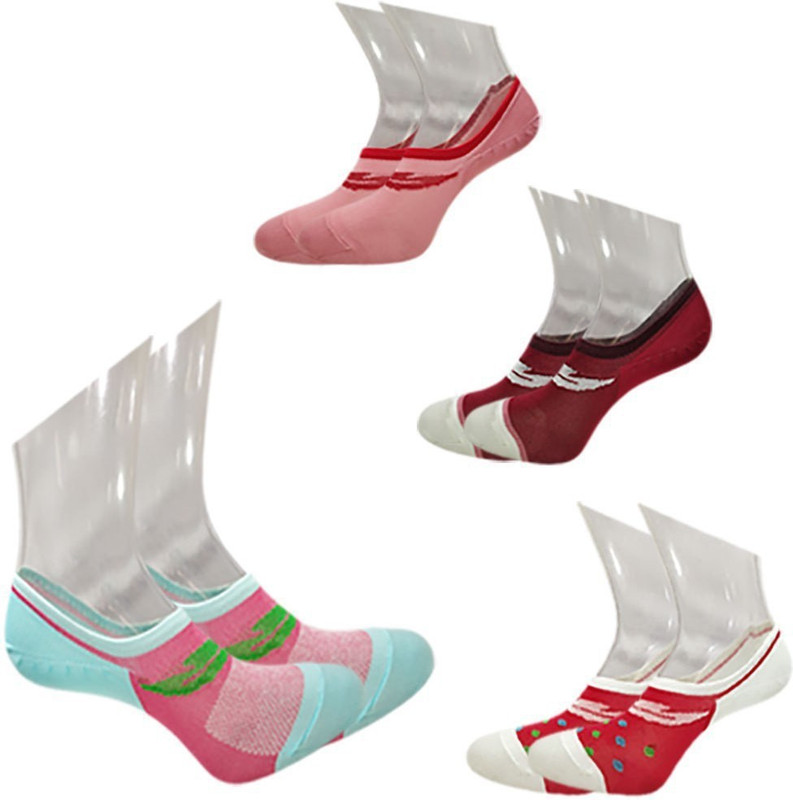 femiss socks combo of Secret(2) + loafer(2) (red,coffee,sky,red dot) Men & Women Printed Low Cut(Pack of 4)