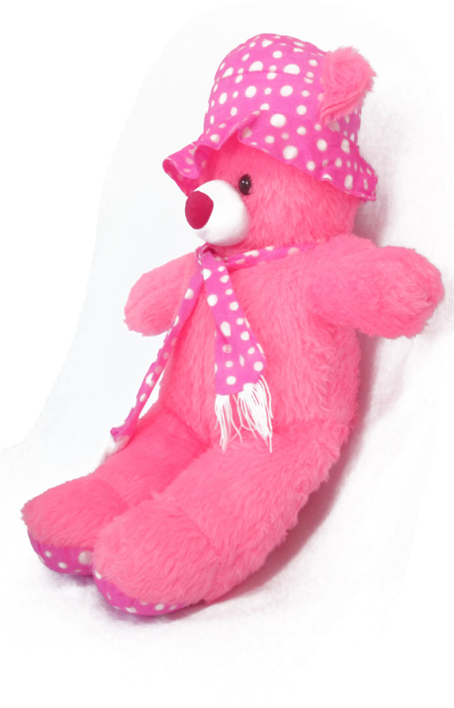 nafil Teddy Bear with Cap and Scarf  - 70 cm(Baby Pink)