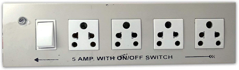Gadget Deals Metal body Extension cord board 1 Button + 4 Socket Surge Protector(Multicolor)