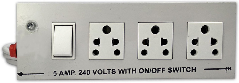 Gadget Deals Metal body Extension board 1 Button + 3 Socket Surge Protector(Multicolor)
