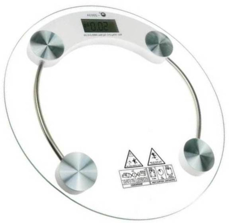 Rorian Personal Weight Machine Digital Thick Round Transparent Glass (2003A) Weighing Scale(White)