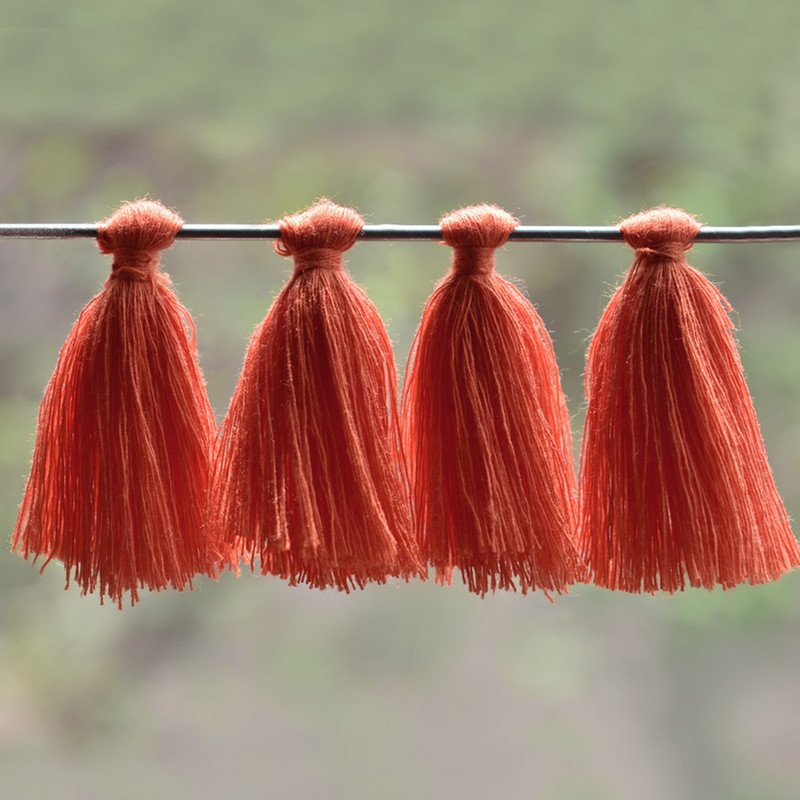 Embroiderymaterial Tassels for Craft Earring Making and Decoration Purpose Dark Orange Color (50 Pieces)