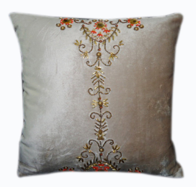 devcreations Embroidered Cushions Cover(40*40, Beige)