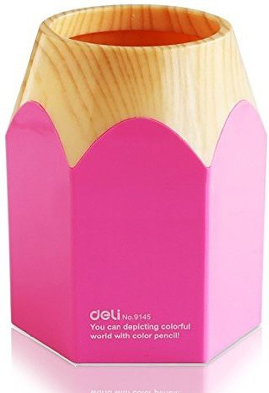 topmost 1 Compartments plastic Pencil shape pen holder(Pink)