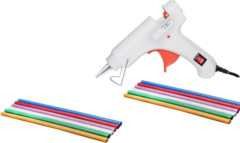fixum 20 Watt Hot Melt Glue Gun With 12 Glitter Sticks For Art and Crafts Standard Temperature Corded Glue Gun(7 mm)