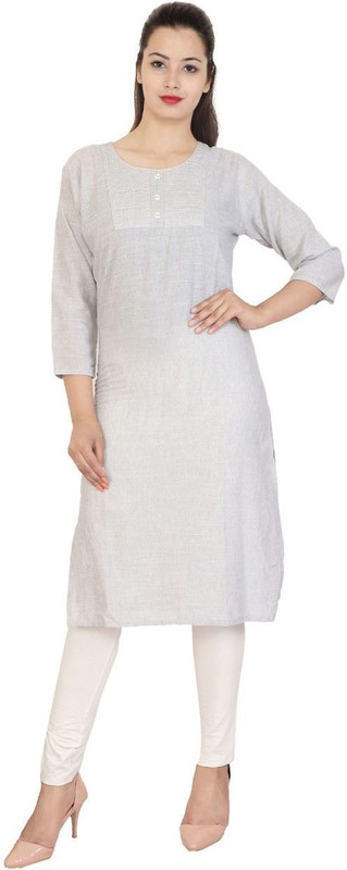 sanganeritex Women Self Design Straight Kurta(Grey)
