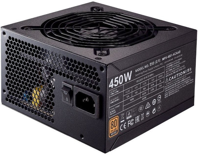 Cooler Master MPW-4502-ACABW-IN 450 Watts PSU(Black) Cooler Master MPW-4502-ACABW-IN 450 Watts PSU(Black)