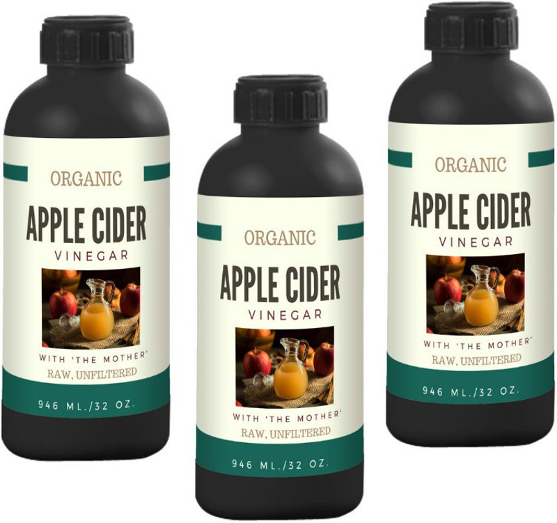 SHARRETS Organic Apple cider Vinegar [Raw, Unfiltered, with the 'Mother'] 3 x 32 Oz./946ml. Vinegar(946 ml, Pack of 3)