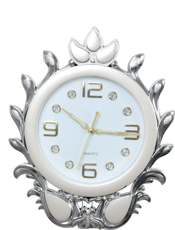 mitrah Analog 6 cm X 28 cm Wall Clock(Silver, With Glass)