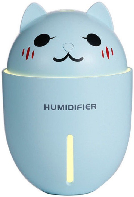 Pithadai Adorable Cute Cat 3 in 1 Air Humidifier+Cooling Fan+ Night light, Mini Cool Portable Room Air Purifier(Blue)