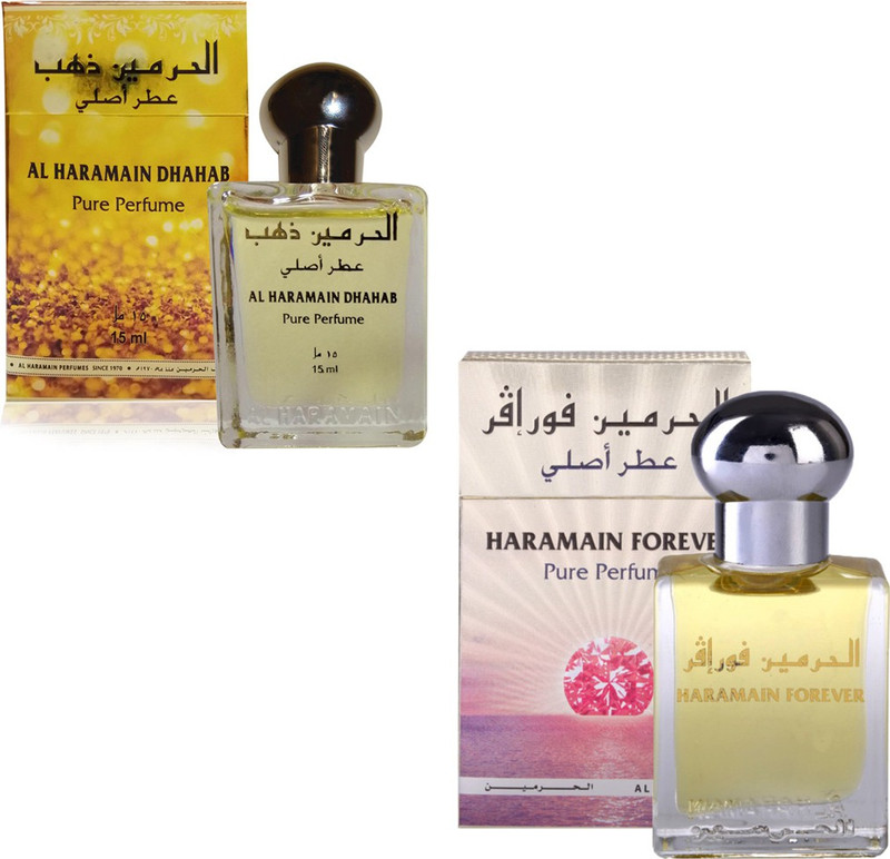 Al Haramain Dhahab & Forever Fragrance Roll on Attar Combo Pack of 2 - 2 x 15 ml Floral Attar(Floral) Al Haramain Dhahab & Forever Fragrance Roll on Attar Combo Pack of 2 - 2 x 15 ml Floral Attar(Floral)