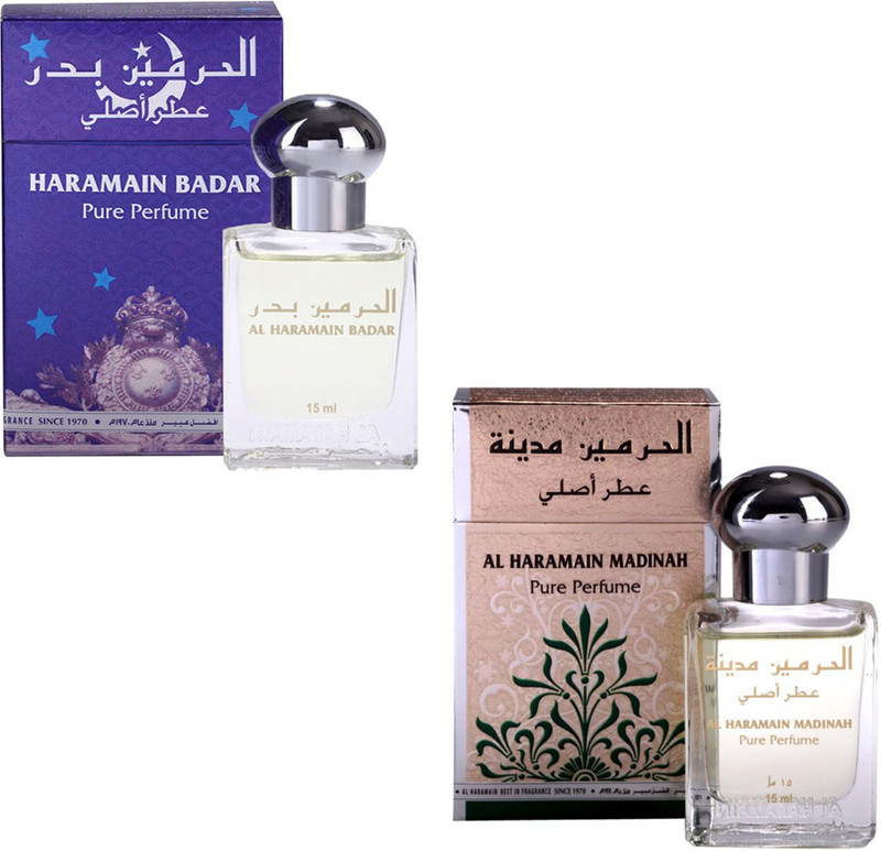 Al Haramain Madinah & Badar Fragrance Roll on Attar Combo Pack of 2 - 2 x 15 ml Floral Attar(Floral) Al Haramain Madinah & Badar Fragrance Roll on Attar Combo Pack of 2 - 2 x 15 ml Floral Attar(Floral)