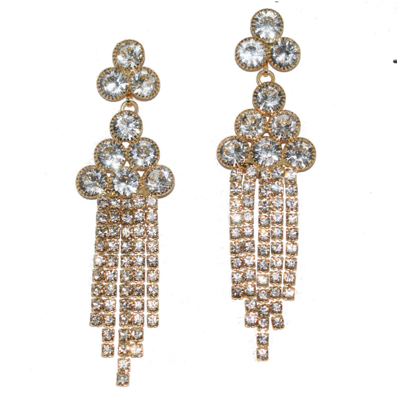jyoti collection white stone golden clr grapes design with drop strings Cubic Zirconia, Crystal, White Zircon Metal, Alloy Drops & Danglers