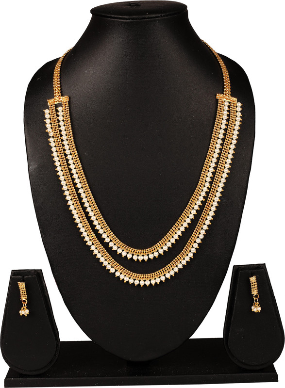 hariomcreations Copper Jewel Set(Gold, White)