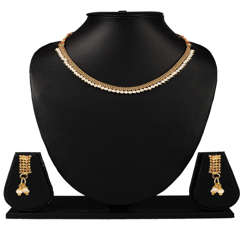 hariomcreations Copper Jewel Set(Gold, White)