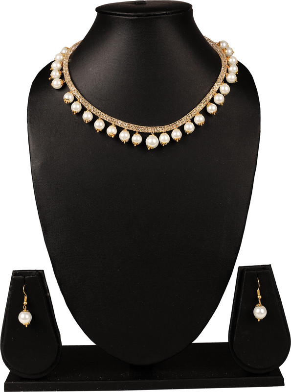 hariomcreations Copper Jewel Set(White)