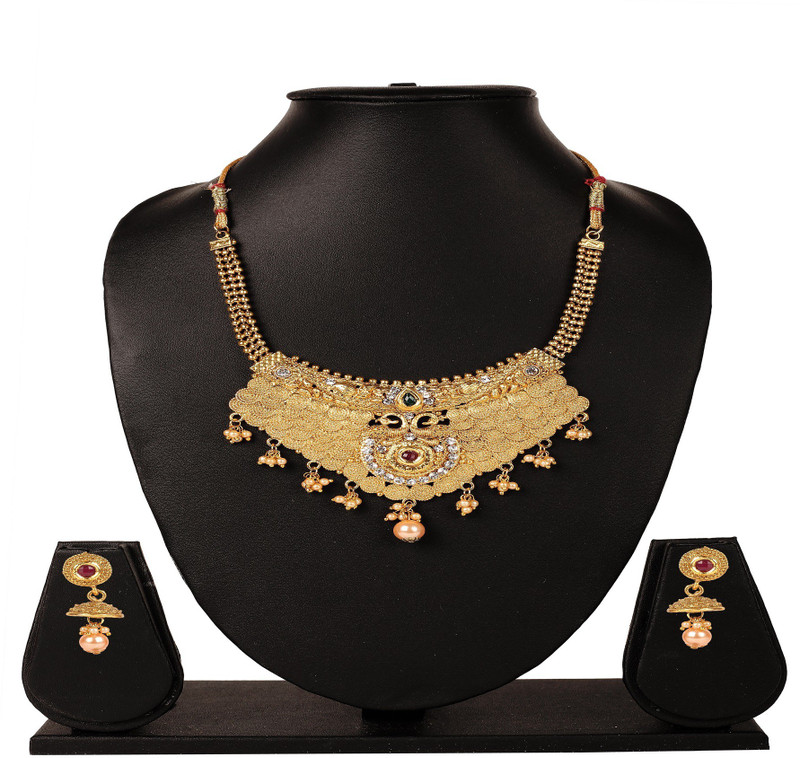 hariomcreations Alloy Jewel Set(Gold, Pink, Green)