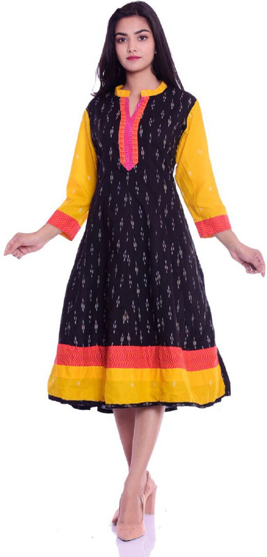 tangi Casual Printed Women Kurti(Black)