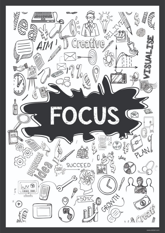 Focus Doodle Poster||Size-A3||(17 inch x 12 inch)||Ideal for Home & School|| (Black & White)||Pack of 1 Paper Print(17 inch X 12 inch, Rolled)