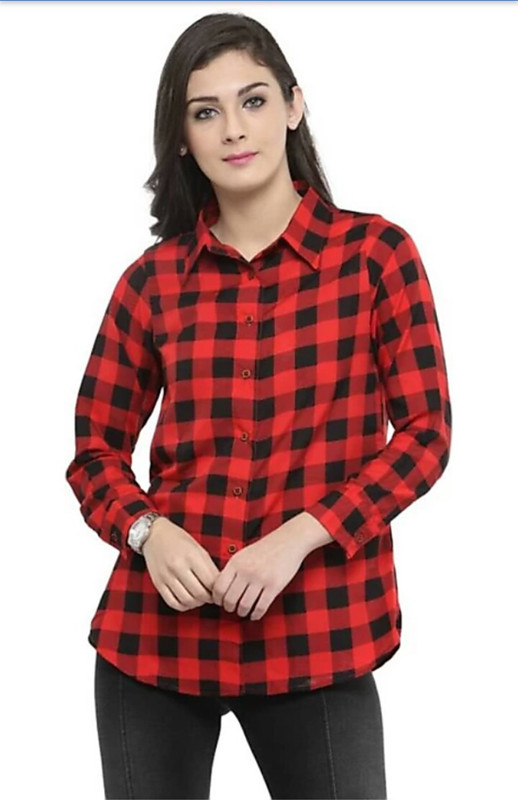king denim Women Checkered Casual Multicolor Shirt