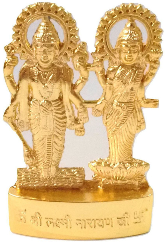 mquare Laxmi Vishnu Idol/Lakshmi Vishnu Statue/Murti 100% Best Quality Idol Decorative Showpiece  -  6 cm(Metal, Gold)