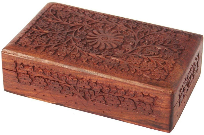sri balajee Handmade Wooden Jewellery Box for Women Jewel Organizer Hand Carved with Intricate Carvings Gift Items - 8 inches jewelry box Vanity Box(Brown)