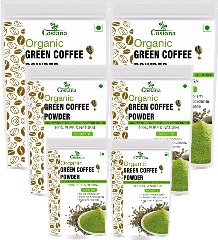 cosiana Organic Green Coffee beans Powder for Weight Management 100 GM Pack of 6 Instant Coffee 100 g Instant Coffee(6 x 100 g)