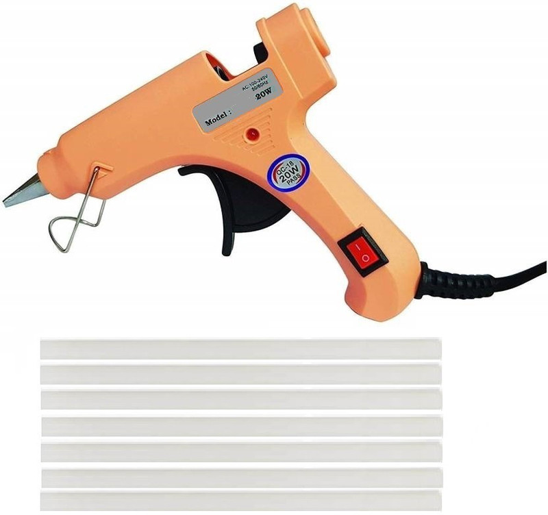 stickum hot 20 Watt With 07 Glue Sticks Hot Melt peach Glue Gun For Art and Crafts , Diy , Kirigami , Paper , PCB , Plush Toys , Crafts , Wood , Box Standard Temperature Corded Glue Gun (07 mm) High Temperature Corded Glue Gun(7 mm)
