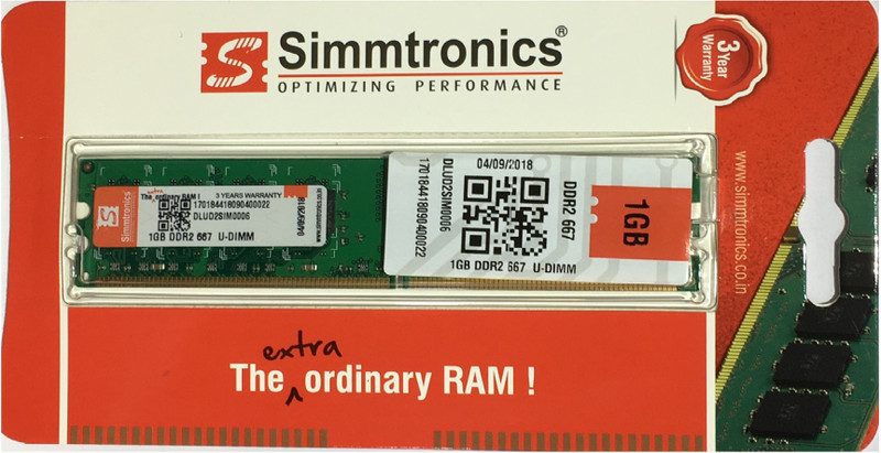 simtronics 667 DDR2 1 GB (Single Channel) PC (simmtronics 1gb ddr2 667 destop ram)(Green)