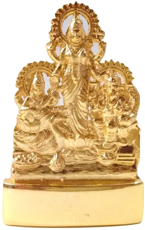 mquare Laxmi Ganesh Saraswati Idol/Lakshmi Ganesh Saraswati Statue/Murti 100% Best Quality Idol Decorative Showpiece  -  6 cm(Alloy, Gold)