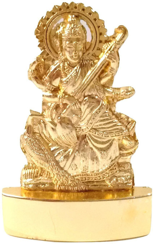 mquare Saraswati Idol/Sarasvati Statue/Murti 100% Best Quality Idol Decorative Showpiece  -  6 cm(Alloy, Gold)