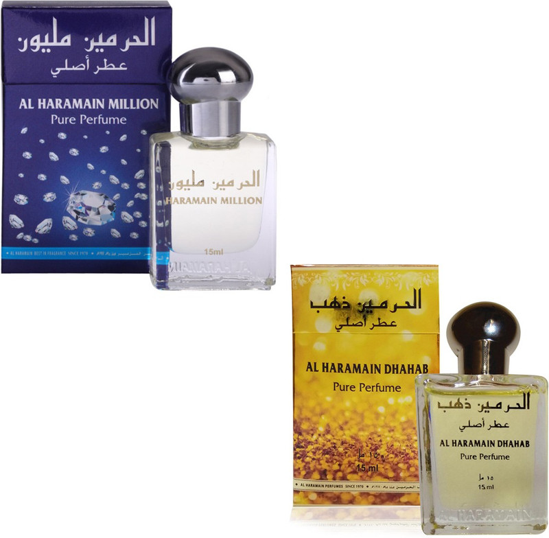 Al Haramain Million & Dhahab Fragrance Roll on Attar Combo Pack of 2 - 2 x 15 ml Floral Attar(Floral) Al Haramain Million & Dhahab Fragrance Roll on Attar Combo Pack of 2 - 2 x 15 ml Floral Attar(Floral)
