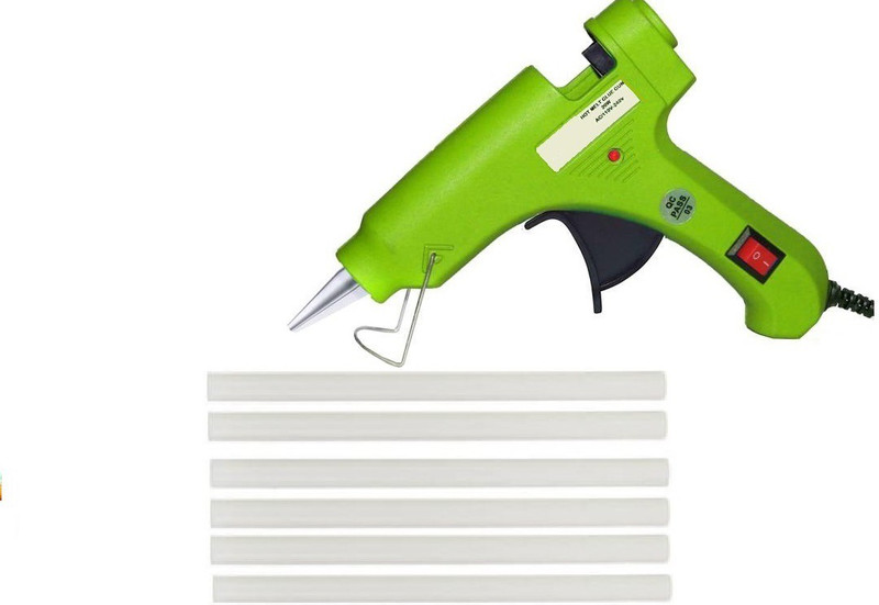 fixum 20 Watt light green Hot Melt Glue Gun With 06 Sticks For Wood , Box Standard Temperature Corded Glue Gun (07 mm) Standard Temperature Corded Glue Gun(7 mm)